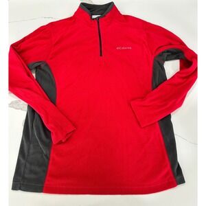 Columbia Mens Fleece Pullover Shirt Red Gray Outdoors Activewear‎ M